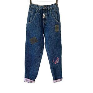 Vintage 90s Guess Acid Wash high Rise Patchwork Straight Leg Jeans 1
